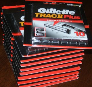100 Gillette Trac II Plus Razor Blades Cartridges w/ Lubrastrip   Free