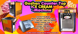  Direct Commercial Countertop Goshen Ice Cream Machine 220V 60Hz