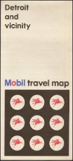 1971 Mobil Oil Road Map Detroit Grosse Pointe Michigan