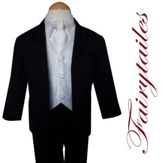 Gino Baby Boy Black w White Vest Suit Tuxedo 3 6 S