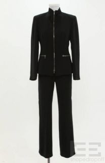 Giorgio Armani 2 PC Black Zip Front Jacket Pant Suit Size 40