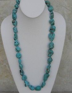 Kenneth Jay Lane Turquoise Nugget Necklace 32Authentic New