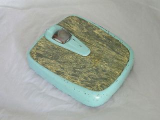 Turquoise Blue Green Marble Linoleum Bathroom Scale Vtg 40s 50s Retro