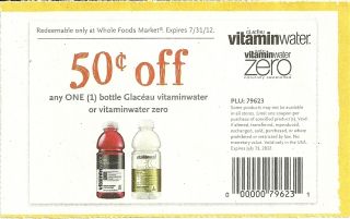  50 Off Any One 1 Glaceau Vitaminwater or Vitamin Water Zero