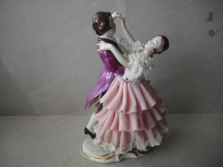 Vintage DRESDEN Lace Porcelain Dancing Couple Figurine, Germany, Man