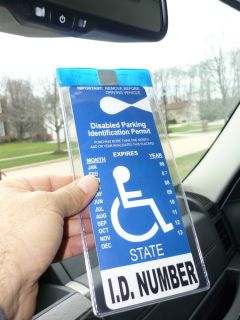 New Handicapped Sticker Tag Parking Permit Holder Protects on Off in A