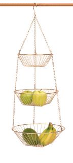RSVP Copper 3 Tier Hanging Wire Metal Basket Fruit Vegetable Kitchen