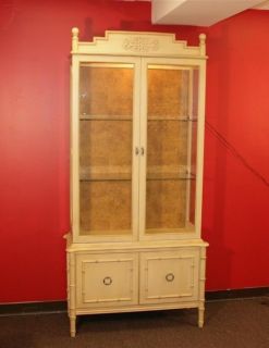   Modern Hollywood Regency Faux Bamboo Glass Curio Cabinet Etagere