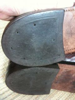 Vtg 60s Pebble Grain Leather Wingtip Brogue Oxfords 9 5