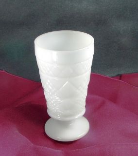 Vintage Milk Glass Footed Goblet with Diamond Pattern 5 inches Tall