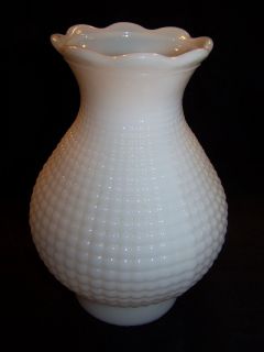  Milk Glass Corn Cob Pattern Hurricane Lamp Shade Boudair Dresser Lamp