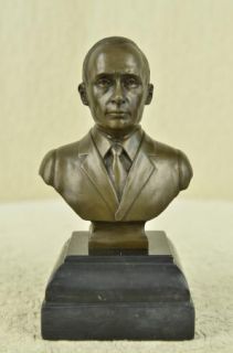 Signed Original Dwight Eisenhower Bust Bronze Statue Marble Base