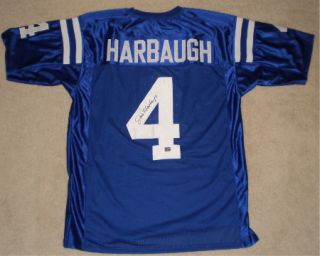 JIM HARBAUGH AUTOGRAPHED SIGNED INDIANAPOLIS COLTS 4 JERSEY COA
