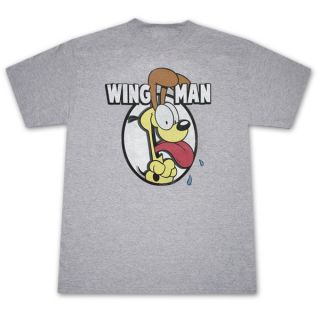 Garfield Odie Wingman Ash Grey Graphic Tee Shirt