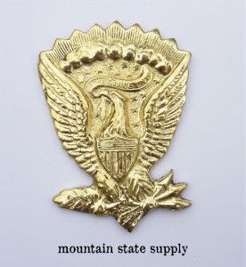 Repro Civil War Brass Hardee Eagle Kepi Hat Badge / Pin / Ornament