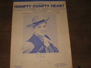 Vintage Sheet Music Humpty Dumpty Heart Hank Thompson