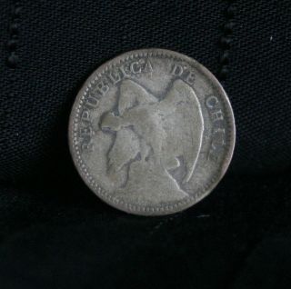 1913 10 Centavos Chile Silver World Coin Condor KM156.2a ten cents