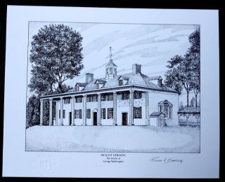 Mount Vernon Home of George Washington Lithograph by Richard V