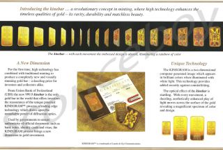 GRAM 1g KINEBAR UBS HERAEUS GOLD BULLION BAR .9999 HOLOGRAM SHIPS