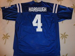 Indianapolis Colts JIM HARBAUGH #4 Authentic Reebok Home BLUE Jersey