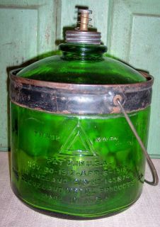 Rare Antique Forest Green Glass Perfection Stove Kerosene Jar Bottle