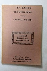 Harold Pinter The Tea Party and Other Plays Proof Methuen 1967 Fine