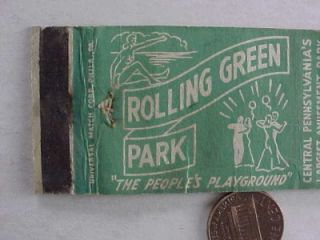  Pennsylvania Rolling Green Amusement Park Matchbook Vintage