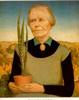 Grant Wood WPA 1939 Print  Woman with Plants  AAA