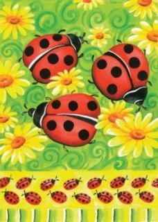 Ladybugs on Green Spring Decorative Garden Flag