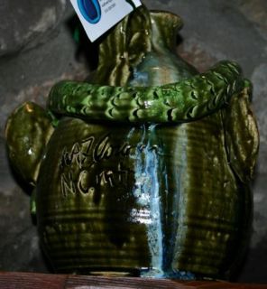 Flowers Folk Art Pottery Face Jug Snake WA w A w A