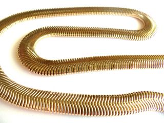 Vintage Flat Wide Gold Snake Chain Necklace Estate Jewelry