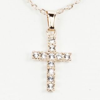 Ajuna 14k Gold Filled Crystal Cross Pendant Necklace