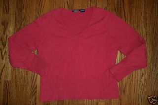 Womens Harolds Pink Knit V Neck Crop Sweater Top L