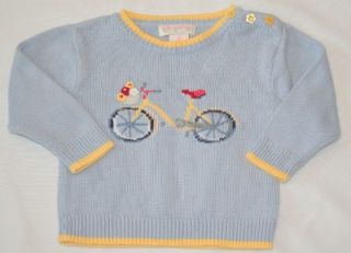 Hartstrings Girls 2T Sweater Crewneck Bicycle Flower Blue Yellow