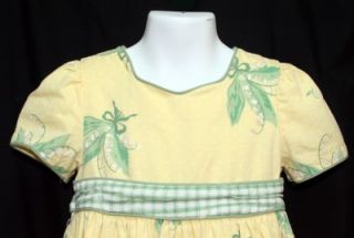 Hartstrings Short Sleeve Yellow Cotton Dress Child Size 4
