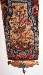  & Crafts Needlepoint Petit Point Griffin Bell Pull Copper Hardware