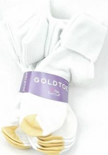 Goldtoe Womens White Turncuff Socks 6Pairs