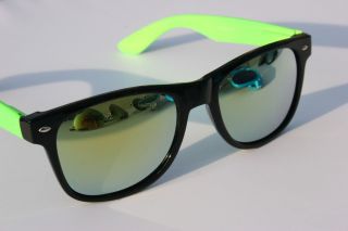 Black Neon Green Mirror way Sunglasses 80s vintage retro creppy shades
