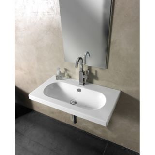 Ceramica Tecla EDO Wide Ceramic Bathroom Sink with Overflow