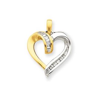 Jewelryweb 14K Two Tone Diamond Heart Pendant   QTP105653NC