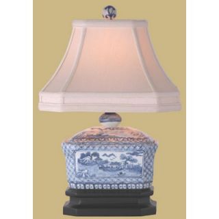 Oriental Furniture 15 Canton Tea Candy Box Lamp in Blue and White