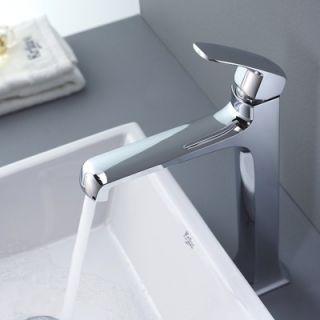 Kraus 15.4 W x 15.8 L White Square Ceramic Sink and Decorum Faucet