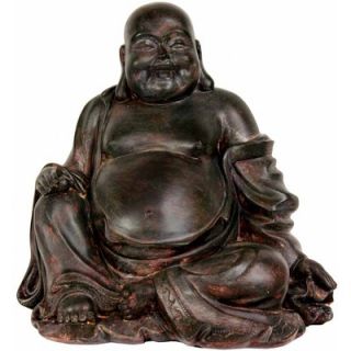 Oriental Furniture 11 Sitting Lucky Buddha Statue in Dark Faux Bronze