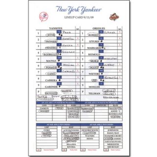 Steiner Sports Yankees 9 / 11 / 09 Replica Lineup Card  Jeter All Time