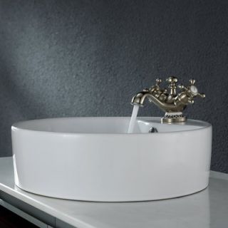 Kraus 18.5 White Round Ceramic Sink and Apollo Basin Faucet   C KCV