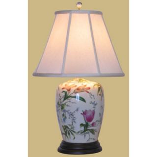 Oriental Furniture 25 Porcelain Lily Ginger Jar Lamp