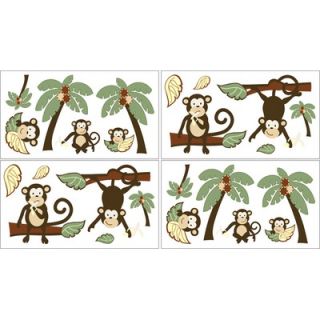 Sweet Jojo Designs Monkey Wall Decals Sheets (Set of 4)   Decal