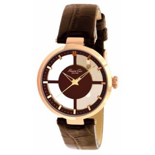 Kenneth Cole Womens Straps Transparency Watch in Brown and Rose Gold
