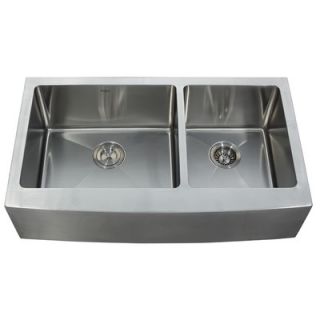 Kraus 33 Farmhouse 70/30 Double Bowl Kitchen Sink with Faucet and