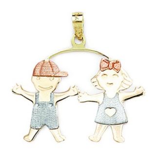  White and Rose Gold Boy And Girl Pendant  Measures 31x32mm  31 Inch